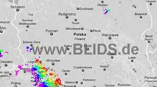 Burze nad Polską, godz. 20-22 (blids.de)