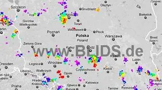Burze nad Polską - godz. 21