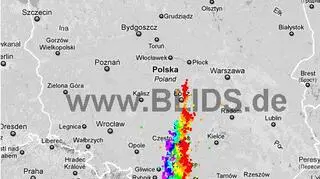 Burze nad Polską o godzinie 22.00 (blids.de)