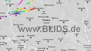 Burze nad Polską w godz. 16.45-18.45 (blids.de)