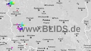 Burze nad Polską w godz. 19-21 (blids.de)