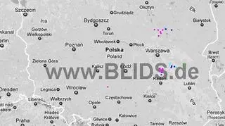 Burze nad Polską w godz. 19.30-21.30 (blids.de)
