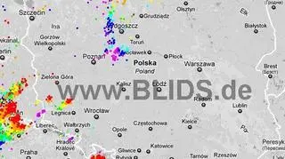Burze nad Polską w godz. 20.00-22.00 (blids.de)