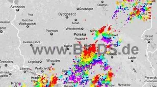 Burze nad Polską w godz. 20.00-22.00 (blids.de)