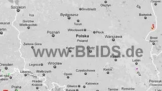 Burze nad Polską w godz. 7:15-9:15 (blids.de)