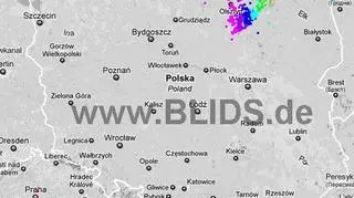 Burze nad Polską w godzinach 10:15-12:15 (blids.de)