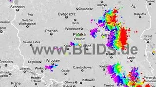 Burze nad Polską w godzinach 17.45-19.45 (blids.de)