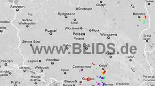 Burze nad Polską w godzinach 19:15-21:15 (blids.de)