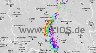 Burze w Polsce, godz. 18:45 - 20:45 (blids.de)