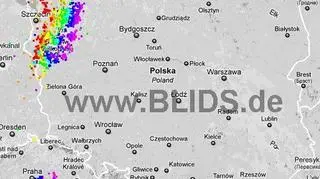 Burze w Polsce, godz. 7.00 - 9.00 (blids.de)