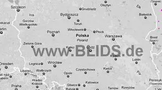 Burze w Polsce, poniedziałek, godz. 18:00 (blids.de)