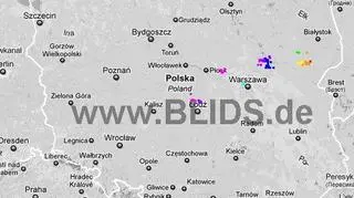 Burze w Polsce w godz. 16.45-18.45 (blids.de)