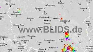 Burze w Polsce w godz. 19.15-21.15 (blids.de)
