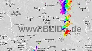 Burze w Polsce w godz. 19.45-21.45 (blids.de)