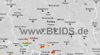 Burze w Polsce w godz, 19.45 - 21.45