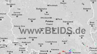 Burze w Polsce, w godzinach 17-19 (blids.de)