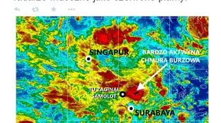 Chmury burzowe na trasie lotu AirAsia