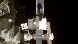 Clay Anderson sfotografował swój cień na panelu słonecznym podczas spaceru kosmicznego w 2007 roku (NASA)