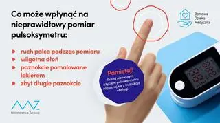 Co może wpłynąć na nieprawidłowy pomiar pulsoksymetru? (Twitter/Ministerstwo Zdrowia)
