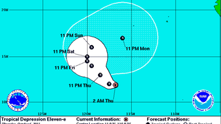 Depresja ELEVEN-E na Pacyfiku, przewidywania na kolejne dni (NOAA)
