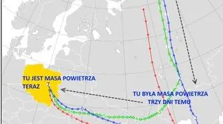 Do Polski płynie powietrze ze wschodu - mapa