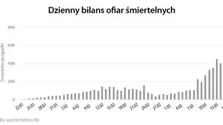 Dzienny bilans ofiar śmiertelnych (tvnmeteo.pl za worldometers.info)