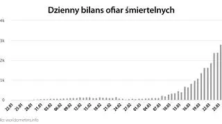 Dzienny bilans ofiar śmiertelnych (tvnmeteo.pl za worldometers.info)