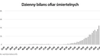 Dzienny bilans ofiar śmiertelnych (worldometers