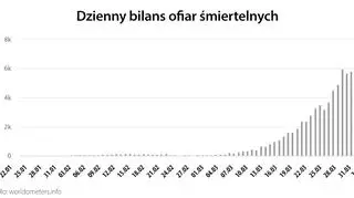 Dzienny bilans ofiar śmiertelnych (worldometers.info)