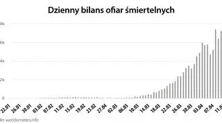 Dzienny bilans ofiar śmiertelnych (worldometers