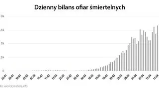 Dzienny bilans ofiar śmiertelnych (worldometers