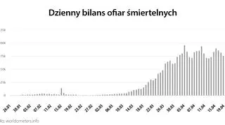 Dzienny bilans ofiar śmiertelnych (worldometers