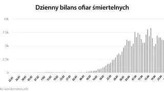 Dzienny bilans ofiar śmiertelnych (worldometers