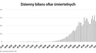 Dzienny bilans ofiar śmiertelnych (worldometers