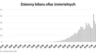 Dzienny bilans ofiar śmiertelnych (worldometers