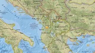 Epicentrum trzęsienia ziemi w Albanii (USGS)