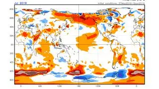 Fluktuacje wokół średniej miesięcznej temperatury w lipcu