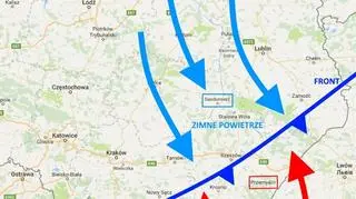 Front atmosferyczny oddziela dwie różne masy powietrza