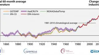 Globalna średnia temperatur w okresach pięcioletnich