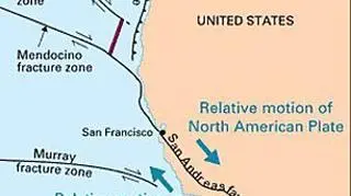 Granica płyt tektonicznych na zachodzie USA (USGS)