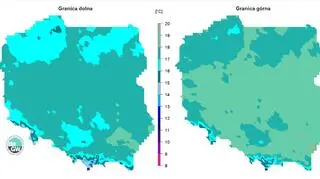 Granice normy średniej temperatury powietrza w sierpniu (IMGW)