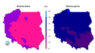 Granice normy wieloletniej liczby dni z opadem we wrześniu (IMGW-PIB)