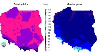 Granice normy wieloletniej sumy opadów we wrześniu (IMGW-PIB)