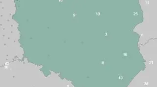 Grubość pokrywy śnieżnej w Polsce w poniedziałek o godz