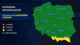 IMGW wydał ostrzeżenia meteorologiczne (TVN Meteo za IMGW)