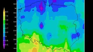 Indeks UV przy prognozowanym zachmurzeniu (IMGW)