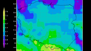 Indeks UV w Polsce na 14.08 dla pochmurnego nieba (źródło: IMG)
