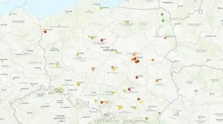 Jakość powietrza w Polsce 18 października w godz. 20-21 (GIOŚ)