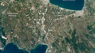 Kanał Koryncki widziany z ISS (fot. NASA Earth Observatory)