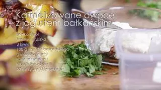 Karmelizowane owoce z jogurtem bałkańskim i bazylią